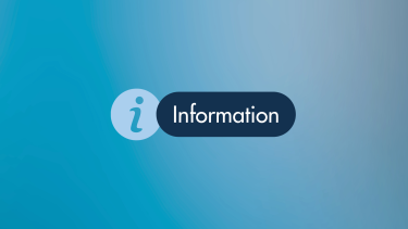 Blue background with Information icon and "Information" in a blue rounded box