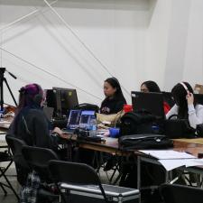 Female students sitting at computers as part of the BC Skills Competition